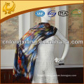 Digital full Printing long fringe 100% Pure Silk Shawl